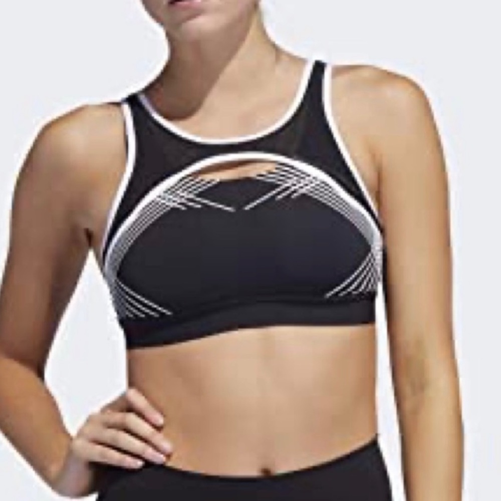 Adidas DRST Torch Sport Bra Black & white Women’s Size Small